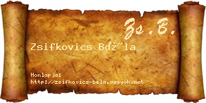 Zsifkovics Béla névjegykártya