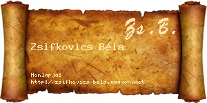 Zsifkovics Béla névjegykártya